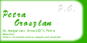 petra oroszlan business card